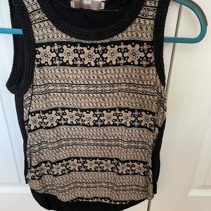 NWOT black and beige sleeveless LOFT top